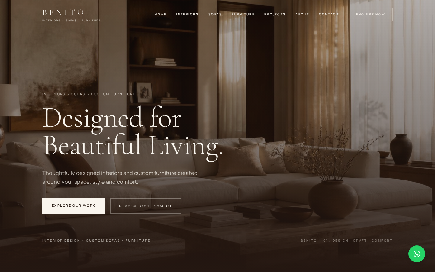 Benito Interior & Sofa Designer website preview