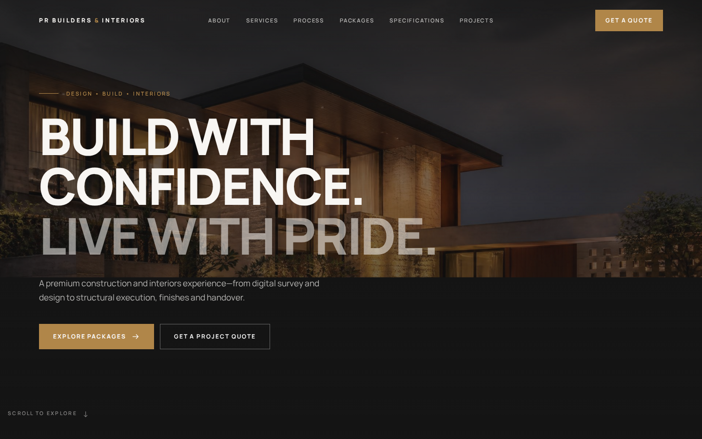 PR Builders & Interiors website preview